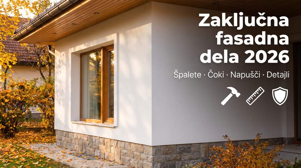 Zaključna fasadna dela 2026 — cokl, špalete, napušč
