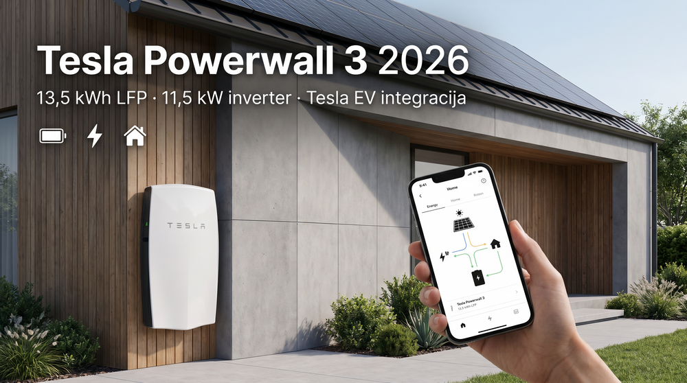 Tesla Powerwall 3 baterija za sončno elektrarno 2026 — cene, modeli, mnenja